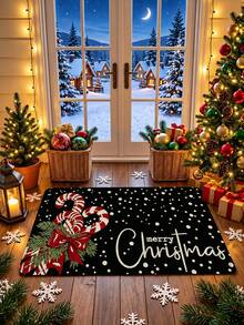 1 buah Keset Selamat Datang Motif Permen Tongkat Natal Anti Selip Timbul 3D, Dekorasi Teras Depan Warna Hitam, Cocok untuk Pintu Masuk, Ruang Belajar, Samping Tempat Tidur, Keset Lantai, Luar Ruangan, Mudah Dibersihkan, Anti Selip, Cepat Kering, Sepanjang Musim, Dapat Dicuci - A - View 4