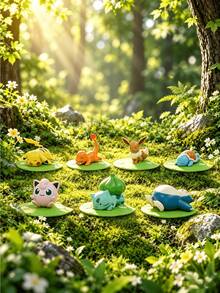 Miniso INISO Pokemon Sleepy Forest Character Ornament With Leaf Base, Random 1 Style Sent For Desk Shelf Display, Birthday Christmas Gift - Style 1 - View 2