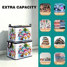 Thickened Storage Bag, Foldable Clothing And Bedding Storage Bag, Dormitory Essential, Suitable For Blankets, Bedding, Wardrobe, Under Bed And Dorm Storage, Ideal For Moving, Laundry And Space-Saving Room Organization, Christmas Edition Premium Digital Print Pattern - Multi-color - View 5