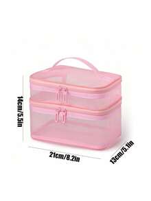 1pc Double-Layer Mesh Tote –Storage Bag For Hair Accessories/Puzzles/Toys, Zippered Toiletry Bag; Ideal For Nursery Organization And Travel Storage - Multicolor - View 4
