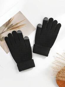 2 Pairs Women's Winter Touchscreen Fuzzy Lining Warm Thick Soft Comfortable Gloves, Provide Warmth And Keep Your Hands Warm In Cold Weather - B - View 2