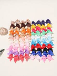 24 Buah Jepit Rambut Pita Grosgrain Warna Cerah, Jepit Rambut Model Buaya, Pita Warna-warni Lucu untuk Gaya Rambut Sehari-hari & Pesta Anak Perempuan - MultiWarna - View 7