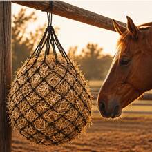 Horse Slow Feeder Hay Net Bag (1pc) - 2.3 X 2.3 Inch Small Mesh Hanging Hay Feeder, Durable Heavy-Duty Rope Woven, Helps Control Feeding Speed And Reduce Feed Waste, Suitable For Horses, Goats, Sheep And Stables, Barns, Farms, Pastures And Outdoor - Black - View 1
