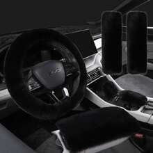 Set Sarung Setir Mobil Mewah Musim Dingin, Sarung Rem Tangan & Tuas Persneling Elastis, Aksesori Interior Mobil Anti-Selip Hangat Universal - MultiWarna - View 15