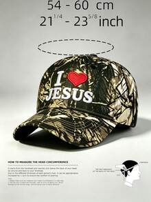 1pc Women Camo Hat I LOVE JESUS Embroidery Baseball Cap Adjustable Design Stylish Hiking Hat Perfect For Outdoor Activities Hiking And Everyday Wear. - Camouflage - View 9