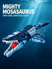 Escape From Mosasaur's Mouth Building Block Toy Set, 888 Pieces 3-In-1 Interactive Game Product, Mosasaur, Exploration Ship, Pterosaur Toys, Perfect Holiday Gift - Multicolor - View 4