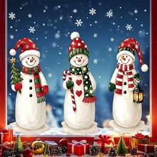 1/3pcs Reusable Cute Christmas Snowman Window Stickers, Double-Sided Visible PVC Electrostatic Adsorption Glass Stickers, Suitable For Holiday Home And Shop Window Decorations. - Multicolor - View 3
