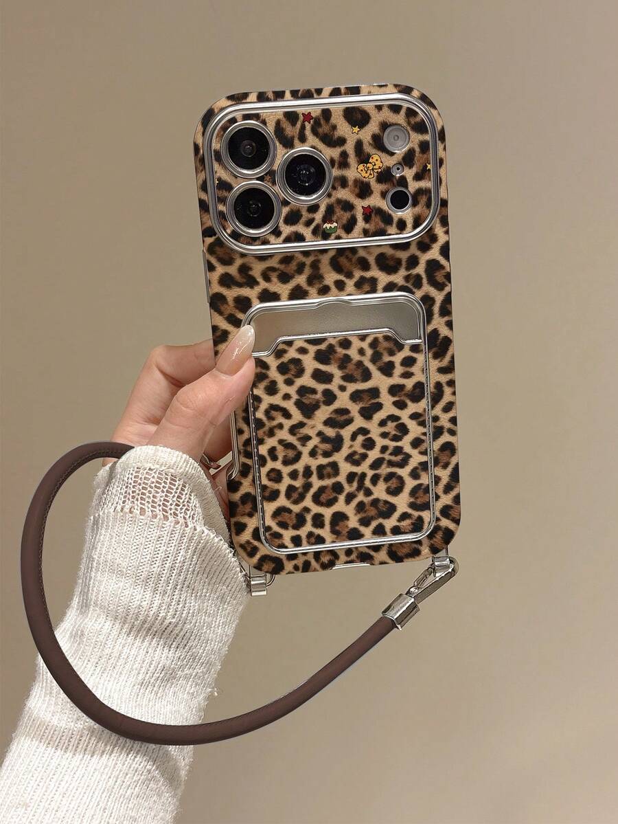 Casing Ponsel Motif Leopard dengan Slot Kartu & Tali Pergelangan Tangan, Casing Retro Y2K Lucu untuk Perempuan, Pelindung Anti Guncangan Kompatibel dengan iPhone 18pro/18promax17/17Pro/17ProMax/16/16Pro/16ProMax/15/15Pro/15ProMax/14/14Pro/14ProMax/13PROMAX/13 Series, Penggunaan Sehari-hari, Pesta & Halloween - MultiWarna - View 1