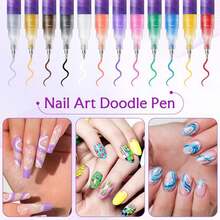 12 Colors Nail Art Pen Set, Nail Art Marker Nail Polish Pen, DIY Nail Art Drawing Painting Outlining Pen, Nail Art Decoration Nail Art Tools - Multicolor - View 6