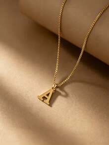 A Simple Stainless Steel 26 Letter Pendant Necklace For Women. - Multicolor - View 2