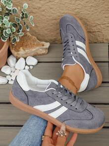 Women's Korean Style German Training Sneakers, Spring/Summer Fashion Sports Casual Shoes - Grey - View 4
