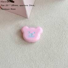 Solid Color Dripping Oil Smiling Face Acrylic Bear Head Pendant DIY Handmade Keychain Bag Hanging Accessories Gift Matching - Multicolor - View 30