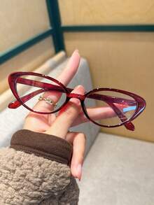 1 Pair Women's Colorful Plastic Glasses, Retro Y2K Cat Eye Frame, Fashionable Youth Daily And Commute Use, Korean Personalized Design, Bohemian Leopard Print, Clear Lenses, Exquisite Oval Frame, Suitable For School, Street, Work, Dating And Other Occasions. (Multiple Colors Available) - Clear - View 9