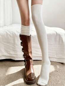 4 Pairs Vertical Striped Knee High Socks, Loose Slouchy Boot Socks, Y2K JK Fashion Socks For Girls, Casual Daily Wear - Multicolor - View 7