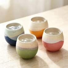 4pcs Ceramic Tea Cup Set - Japanese Pottery Coffee Cups With Gift Box, Modern Wabi-Sabi Style Art Cups, Suitable For Tea, Coffee, Latte, Cappuccino - Elegant Gift For Birthday, Wedding, Housewarming (Multi-Color) - Multicolor - View 2