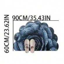 1pc Half-Bloom Dark Blue Rose Asymmetrical Shaped Bath Mat, Bathroom Rug, Doormat, Carpet, Area Rug, Personalized Carpet - Multicolor - View 15