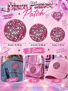 6pcs/3pcs/1pc Disco Ball Silver Fabric Applique, Cartoon Embroidery Sewing Decoration, Suitable For Clothes, Shoes, Bags, DIY Crafts - Multicolor - View 13