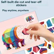 1pc Sticker Puzzle - Children's 3D Geometric Collage Sticker, Handmade DIY Intelligence Puzzle Sticker, Focus Training Early Education Educational Toy, Educational Activity Book, Suitable For Adults, Cultivate Creativity And Motor Skills, Includes Animals, Shapes, Colors - Birthday, Christmas, Halloween Gifts - Multicolor - View 1