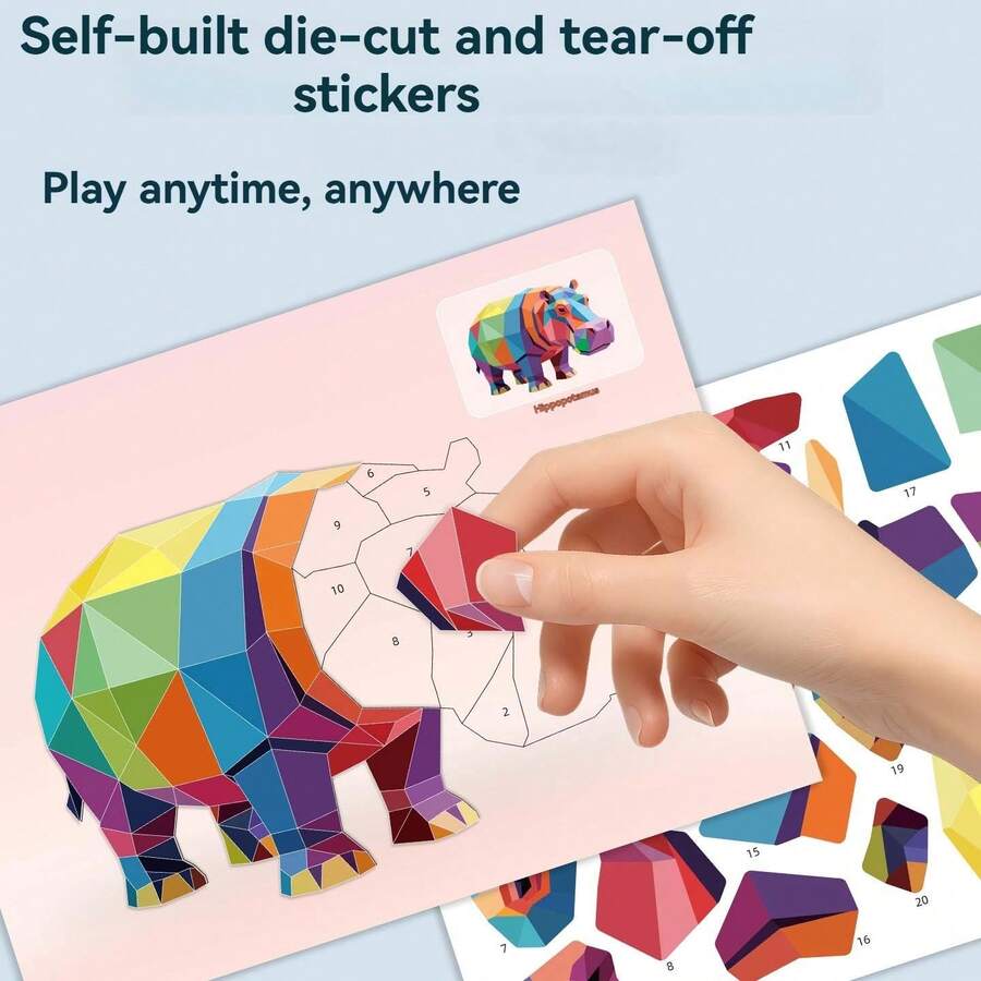 1pc Sticker Puzzle - Children's 3D Geometric Collage Sticker, Handmade DIY Intelligence Puzzle Sticker, Focus Training Early Education Educational Toy, Educational Activity Book, Suitable For Adults, Cultivate Creativity And Motor Skills, Includes Animals, Shapes, Colors - Birthday, Christmas, Halloween Gifts - Multicolor - View 1