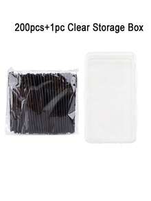 200pcs Disposable Mascara Wands, Spoolie Eyelash Brush, Eyebrow Brush & Brow Comb With Storage Case, Lash Extension & Eyebrow Grooming Makeup Applicators - Multicolor - View 8