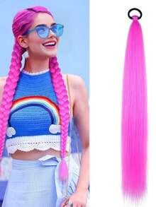 European And American Cross-Border Hot-Selling Rubber Band Ponytail Wig, Boxing Braid Colorful Elastic Rope Wig, Ponytail Hair Tie Hair Accessory - Maroon - View 11