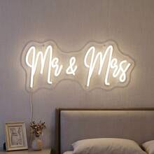 1pc Romantic Multi-Color Wedding Neon Sign, USB Powered LEDNeon Light, Wall Hanging Decor Light, Versatile Decoration Suitable For Wedding Events, Romantic Proposal, Couple Anniversary, Themed Party, Bedroom Decoration, Family Living Room Layout, - Multi-color light - View 2