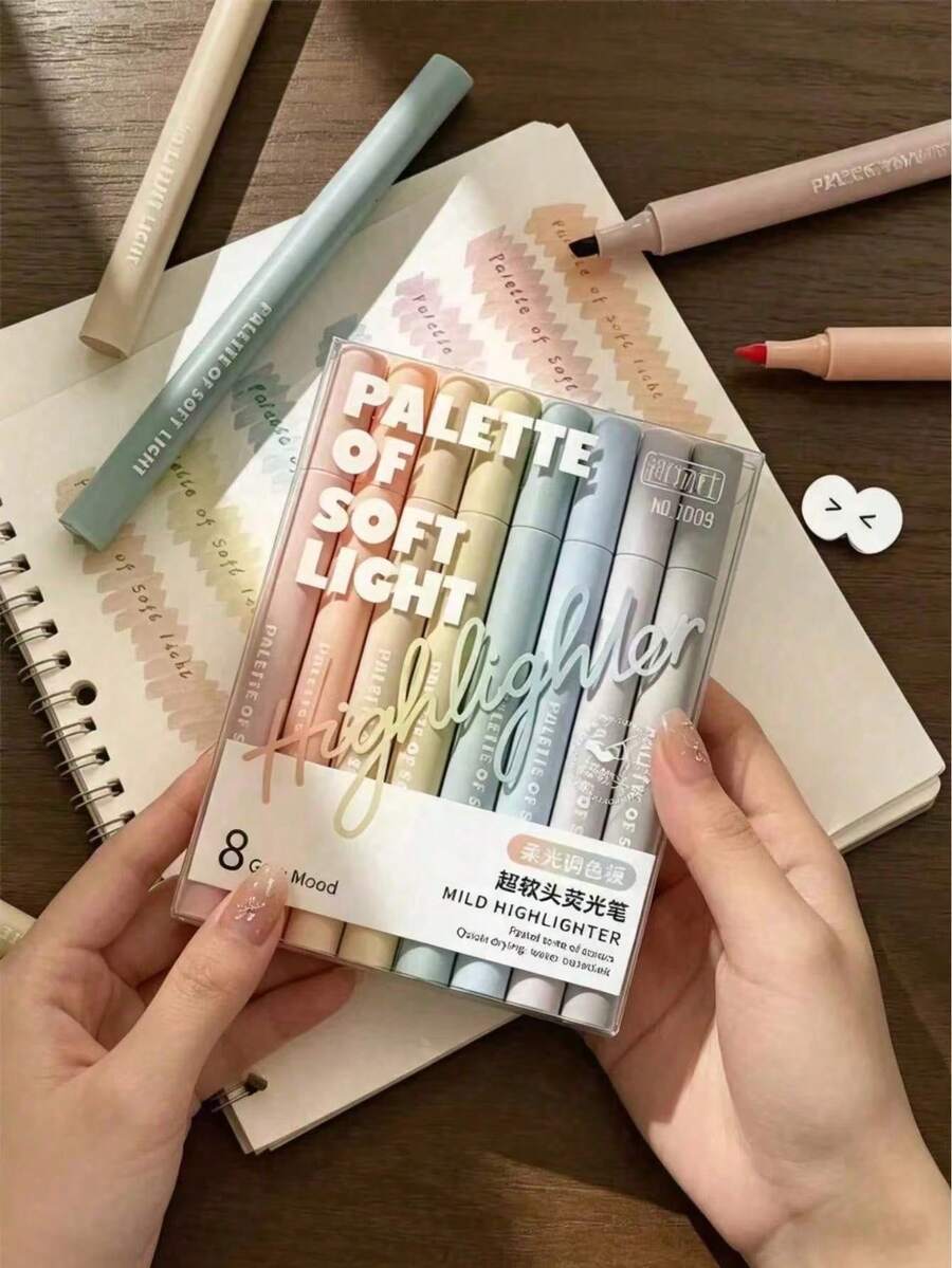 8pcs Morandi Color Soft Tip Markers, Large Capacity Leak-Proof, Multi-Purpose, Suitable For Notes, Journals, Doodles And Painting, Ideal For Students, Teachers And Office Workers, Back To School Essential - A - View 1
