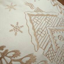 1pc Bowknot Christmas Tree Pillow Case, Winter Farmhouse Snowflake Embroidery Pillow Case Suitable For Winter Christmas Holiday Living Room Sofa Bedroom Decoration, Pillow Insert Not Included - Champagne - View 3