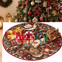 1 buah Rok Pohon Natal Motif Topi dan Sepatu Denim, Dekorasi Liburan Warna Elegan, 5 Ukuran, Hadiah Liburan Unisex, Cocok untuk Dekorasi Rumah dan Pesta Natal - Topi dan sepatu bot koboi di sekitar - View 8