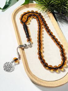 1pc Black String 45pcs Red Muslim Prayer Beads, Minimalist Texture Rosary Unisex - Blue - View 10