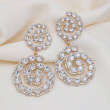 NeeFu WoFu Sparkling Rhinestone Glass Statement Earrings, Elegant Pearls Christmas Luxury Long Dangle Earrings For Party Dresses, Evening Gowns Bridal Gift - Round - View 9