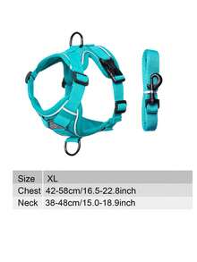 Reflective Pet Harness And Leash Set, Suitable For Dogs And Cats, Escape-Proof Adjustable Puppy Harness, Soft Mesh Material - Green - View 12