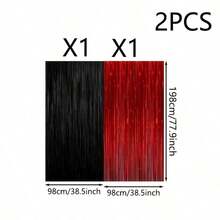 2PCS Black And Red Shiny Party Decoration Tassels, Halloween Scene Decor - 2pcs (Red + Black) - View 8