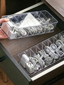 1-Pack Transparent Drawer Storage Box, Multi-Grid Desktop Organizer - Clear - View 2