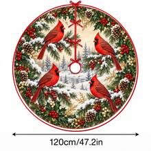 1件紅色紅雀森林圖案聖誕樹裙，優雅節日裝飾，5種尺寸，中性節日禮物，適合居家與派對聖誕家居裝飾 - 紅衣主鳥森林 - 查看 12