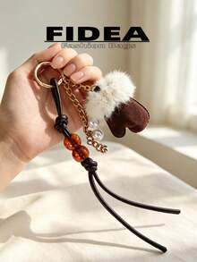 New Women's Plush Mini Glove Pendant, Vintage Amber Bead Woven Hanging Rope With Pearl Bell Chain Accessory, Exquisite And Compact With Atmospheric Vibe, Suitable As Bag Charm, Personalized Decoration, Daily Outfit Matching, Gift Or Personal Use, Versatile For Multiple Occasions - Multicolor - View 9