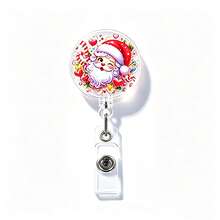 1pc Christmas Santa Claus Snowman Retractable Badge Reel, Nurse ID Card Holder, Anti-Lost Badge Clip - Multicolor - View 10