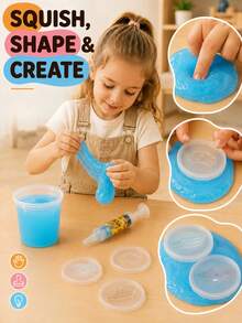 2-In-1 DIY Crystal Slime Toy Set Auto Track-Following Mini Car Kids 2-In-1 Slime Play Set Slime Track Car Toy Christmas Kids Toys Fidget Toys For Kids - Multicolor - View 5