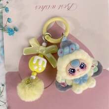 New Adult Unisex Sweetheart Large Ear Flocked Outer Solid Color Plastic Keychain, Fashionable Cute Cartoon Accessory, Bag Charm Key Chain - Multicolor - View 6