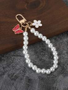 1pc Faux Pearl Beaded Flower Pendant Keychain, Sweet Fashionable Key Chain, Women's Bag Charm, Phone Strap, Earphone Case Anti-Loss Lanyard, Backpack Charm And Handbag Accessory, Suitable For Daily Commute, Birthday Gift, Halloween Gift, Thanksgiving Gift And Christmas Gift Exquisite Small Accessory - Multicolor - View 11