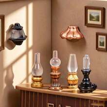 5pcs Mini Vintage Kerosene Lamp Models (Random Style), Suitable For Dollhouse Decoration. These Are Miniature Oil Lamp Models That Can Be Used As Scene Decorations. Random Style Vintage Kerosene Lamp Models With Dim Light Effect, Can Glow In The Dark - Multicolor - View 8