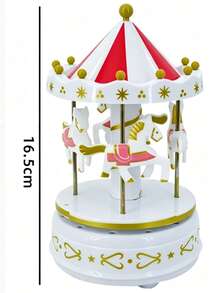 Wooden "Castle In The Sky" Rotating Carousel Music Box - Creative Wind-Up Gift, Suitable For Couples (Birthday/Home Decor) - A - View 12
