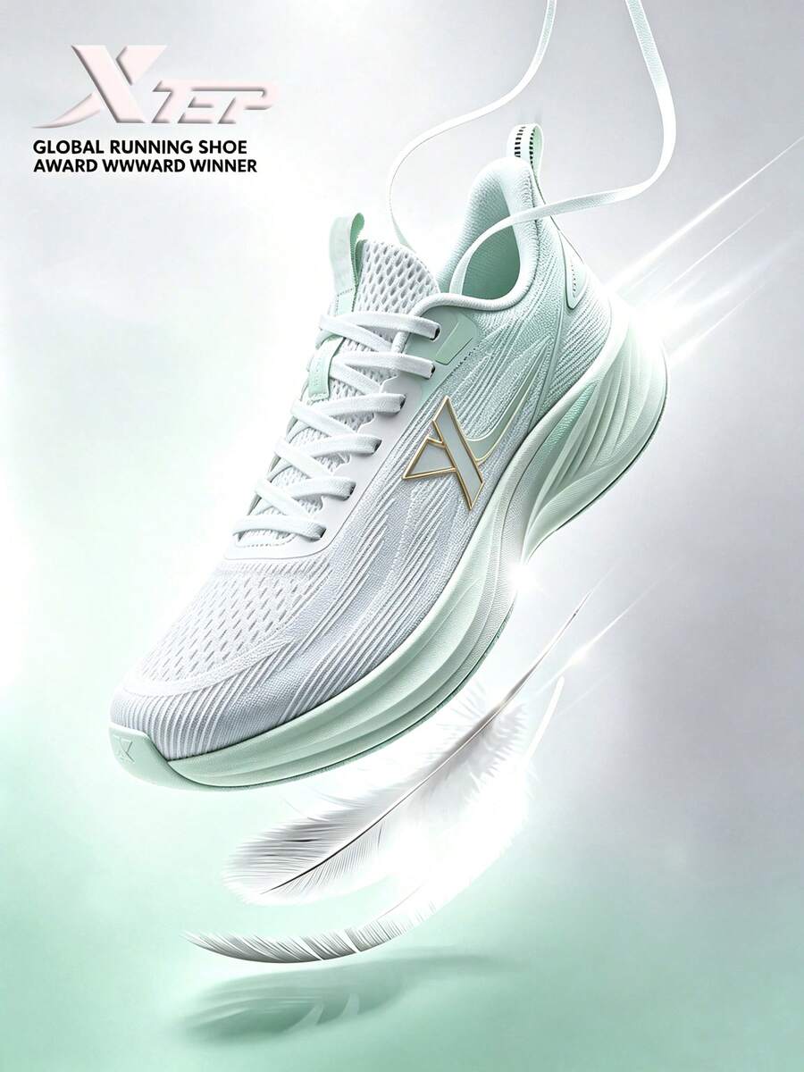 XTEP -- Light Wing 3 | XTEP Light Wing 3 Women's Comfortable Versatile Durable Lightweight Responsive Running Shoes Classic White/Pale Green - Classic White/Light Fruit Green - View 1