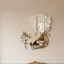 1 Set Acrylic Mirror Wall Stickers, Lotus Girl Shaped Self-Adhesive Mirror Decals, Suitable For Room, Bedroom, Dorm, Bathroom, Dressing Mirror, Soft Mirror Wall Stickers - A - View 4