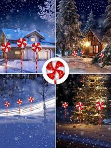 Christmas Lollipop Solar String Lights, Waterproof Solar LED Ground Stake Lights, Auto Charging, 8 Hours Working Time, Cute Lollipop Pattern Design, Suitable For Garden, Flower Bed, Pathway, Porch And Christmas Party Decoration - Multicolor - View 11