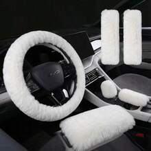 Set Sarung Setir Mobil Mewah Musim Dingin, Sarung Rem Tangan & Tuas Persneling Elastis, Aksesori Interior Mobil Anti-Selip Hangat Universal - MultiWarna - View 28