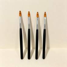 4Pcs Nail Art Painting Brush Set, Black Handle Gel Polish Drawing Pen For Manicure DIY Nail Design Tools - Black - View 8