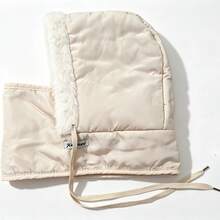 1pc Winter Warm Fleece Lined Balaclava Hat With Soft Fur Trim, Windproof & Cold-Resistant, Full Face And Neck Protection, Adjustable Drawstring, Suitable For Skiing, Cycling, Snow Activities And Cold Outdoor Weather - White - View 6