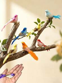 12pcs/6pcs/1pc Mini Bird Figurines Dollhouse Realistic Decoration, Handmade Mini Lifelike Birds, Colorful Artificial Bird Models Cute Animal Models Suitable For Garden, Miniature Landscape, Moss Decor, Micro Landscape, Home Decor, Landscape Designer, DIY Craft Enthusiasts - A - View 2