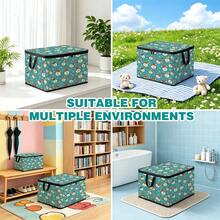 1pc 2DFat. Thickened Foldable Zipper Storage Box, Green Cartoon Snowman Full Print Design, Can Store Clothes, Bedding, Nail Tools, Holiday Miscellaneous Items, Fits Under Bed, Suitable For Bookshelf Organization, Car Trunk Storage, Cosmetics, Hair Styling Tools, Office, Home Organization, Blankets, Daily Small Items Large Capacity Storage, Wardrobe Placement And Moving Packing, Zipper Closure Secure Handle Reinforced Weight-Bearing Durable - Multi-color - View 6
